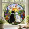 Custom Black White Cat Garden Stained Glass Suncatcher Window Hanging Pet Memorial Gift, Mom Grandma Gift For Her Friends - Style 9