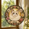 Custom Cat Memorial Suncatcher Gift, Custom Pet Portrait, Cat Stained Glass, Cat Lover Gift, Pet Loss Sympathy Gift, Pet Remembrance Gift - Style 10