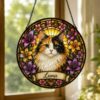 Custom Cat Memorial Suncatcher Gift, Custom Pet Portrait, Cat Stained Glass, Cat Lover Gift, Pet Loss Sympathy Gift, Pet Remembrance Gift - Style 5