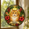 Custom Cat Memorial Suncatcher Gift, Custom Pet Portrait, Cat Stained Glass, Cat Lover Gift, Pet Loss Sympathy Gift, Pet Remembrance Gift - Style 9