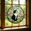 Custom Cat Stained Glass Suncatcher, Pet Lovers Window Hanging, Animal Home Decoration Birthday Gift For Cats Lover, Butterfly Suncatchers - Style 1