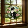 Custom Cat Stained Glass Suncatcher, Pet Lovers Window Hanging, Animal Home Decoration Birthday Gift For Cats Lover, Butterfly Suncatchers - Style 10