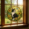 Custom Cat Stained Glass Suncatcher, Pet Lovers Window Hanging, Animal Home Decoration Birthday Gift For Cats Lover, Butterfly Suncatchers - Style 3