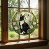 Custom Cat Stained Glass Suncatcher, Pet Lovers Window Hanging, Animal Home Decoration Birthday Gift For Cats Lover, Butterfly Suncatchers - Style 5
