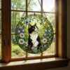Custom Cat Stained Glass Suncatcher, Pet Lovers Window Hanging, Animal Home Decoration Birthday Gift For Cats Lover, Butterfly Suncatchers - Style 6