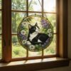 Custom Cat Stained Glass Suncatcher, Pet Lovers Window Hanging, Animal Home Decoration Birthday Gift For Cats Lover, Butterfly Suncatchers - Style 7