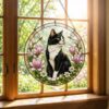 Custom Cat Stained Glass Suncatcher, Pet Lovers Window Hanging, Animal Home Decoration Birthday Gift For Cats Lover, Butterfly Suncatchers - Style 8