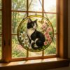 Custom Cat Stained Glass Suncatcher, Pet Lovers Window Hanging, Animal Home Decoration Birthday Gift For Cats Lover, Butterfly Suncatchers - Style 9