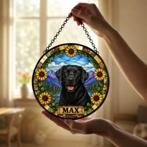 Custom Dog Photo Suncatcher, Stained Glass Pet Window Ornament, Personalized Dog Memorial Gift, Pet Lover Window Decor, For Dog Lovers Gift - Style 2