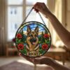 Custom Dog Photo Suncatcher, Stained Glass Pet Window Ornament, Personalized Dog Memorial Gift, Pet Lover Window Decor, For Dog Lovers Gift - Style 5