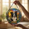 Custom Dog Photo Suncatcher, Stained Glass Pet Window Ornament, Personalized Dog Memorial Gift, Pet Lover Window Decor, For Dog Lovers Gift - Style 9