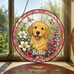 Custom Dog Portrait Art Suncatcher,Custom Pet Portrait,Stained Glass Dog Memorial,Custom Dog Portrait From Photo,Indoor Decor - Style 1
