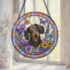 Custom Dog Portrait Stained Glass Suncatcher, Pet Memorial Stained Glass Photo Suncatcher, Dog Memorial Gift, Dog Loss, Pet Loss Gift - Style 10