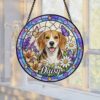 Custom Dog Portrait Stained Glass Suncatcher, Pet Memorial Stained Glass Photo Suncatcher, Dog Memorial Gift, Dog Loss, Pet Loss Gift - Style 3