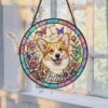 Custom Dog Portrait Stained Glass Suncatcher, Pet Memorial Stained Glass Photo Suncatcher, Dog Memorial Gift, Dog Loss, Pet Loss Gift - Style 4