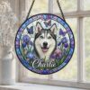Custom Dog Portrait Stained Glass Suncatcher, Pet Memorial Stained Glass Photo Suncatcher, Dog Memorial Gift, Dog Loss, Pet Loss Gift - Style 5