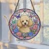 Custom Dog Portrait Stained Glass Suncatcher, Pet Memorial Stained Glass Photo Suncatcher, Dog Memorial Gift, Dog Loss, Pet Loss Gift - Style 7