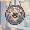 Custom Dog Portrait Stained Glass Suncatcher, Pet Memorial Stained Glass Photo Suncatcher, Dog Memorial Gift, Dog Loss, Pet Loss Gift - Style 9