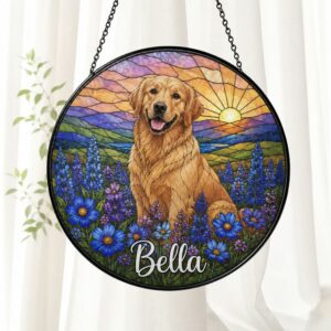 Custom Dog Suncatcher Stained Glass, Custom Pet Photo Suncatcher, Custom Pet Memorial Keepsake, Dog Loss Gift, Pet Portrait From Photo - Style 1