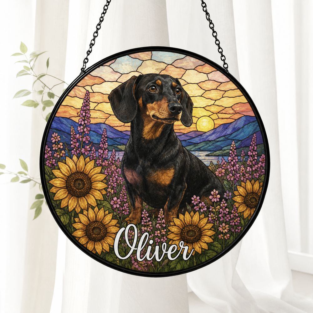 Custom Dog Suncatcher Stained Glass, Custom Pet Photo Suncatcher, Custom Pet Memorial Keepsake, Dog Loss Gift, Pet Portrait From Photo - Style 10