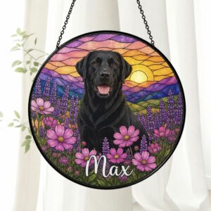 Custom Dog Suncatcher Stained Glass, Custom Pet Photo Suncatcher, Custom Pet Memorial Keepsake, Dog Loss Gift, Pet Portrait From Photo - Style 2