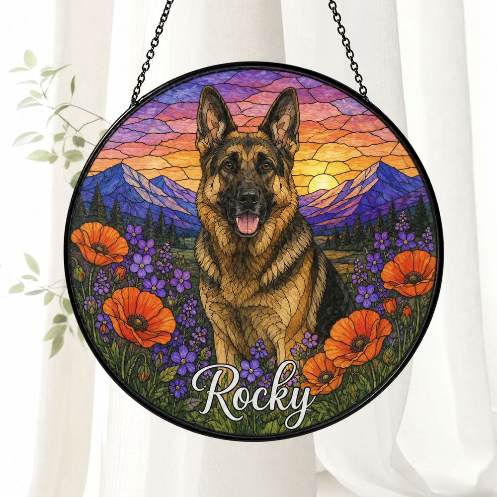 Custom Dog Suncatcher Stained Glass, Custom Pet Photo Suncatcher, Custom Pet Memorial Keepsake, Dog Loss Gift, Pet Portrait From Photo - Style 5