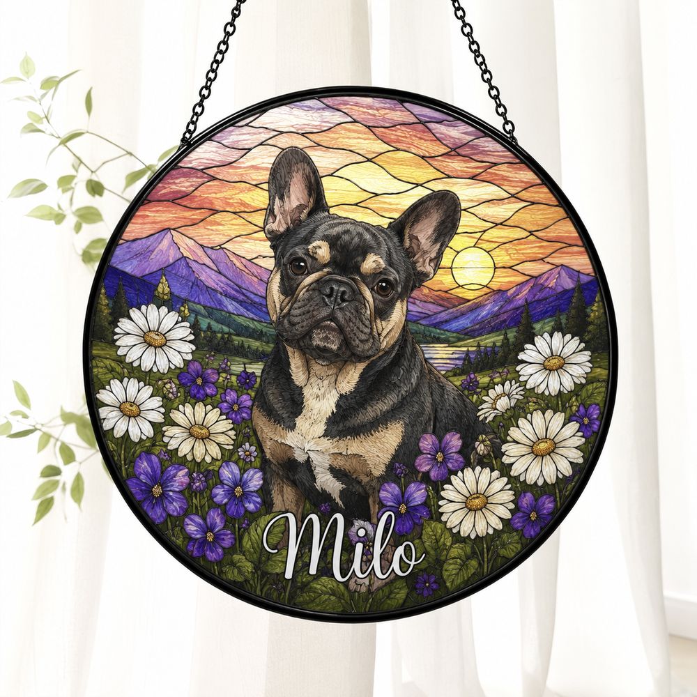 Custom Dog Suncatcher Stained Glass, Custom Pet Photo Suncatcher, Custom Pet Memorial Keepsake, Dog Loss Gift, Pet Portrait From Photo - Style 9
