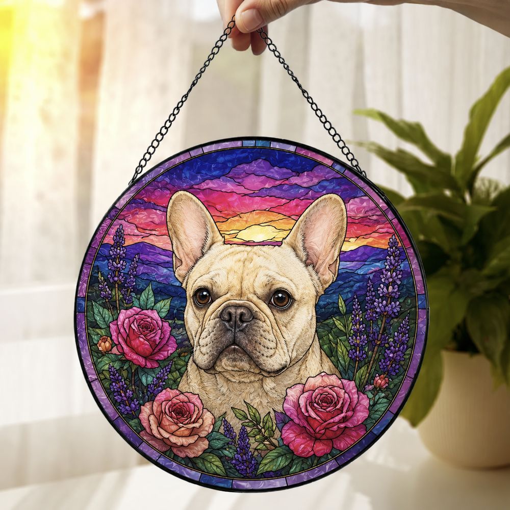 Custom Pet Memorial Stained Glass Suncatcher, Loss Of Pet Sympathy Gift, Custom Dog Portrait From Photo, Personalized Custom Art Suncatcher - Style 10