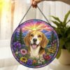 Custom Pet Memorial Stained Glass Suncatcher, Loss Of Pet Sympathy Gift, Custom Dog Portrait From Photo, Personalized Custom Art Suncatcher - Style 2