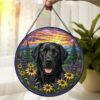 Custom Pet Memorial Stained Glass Suncatcher, Loss Of Pet Sympathy Gift, Custom Dog Portrait From Photo, Personalized Custom Art Suncatcher - Style 3