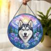 Custom Pet Memorial Stained Glass Suncatcher, Loss Of Pet Sympathy Gift, Custom Dog Portrait From Photo, Personalized Custom Art Suncatcher - Style 4