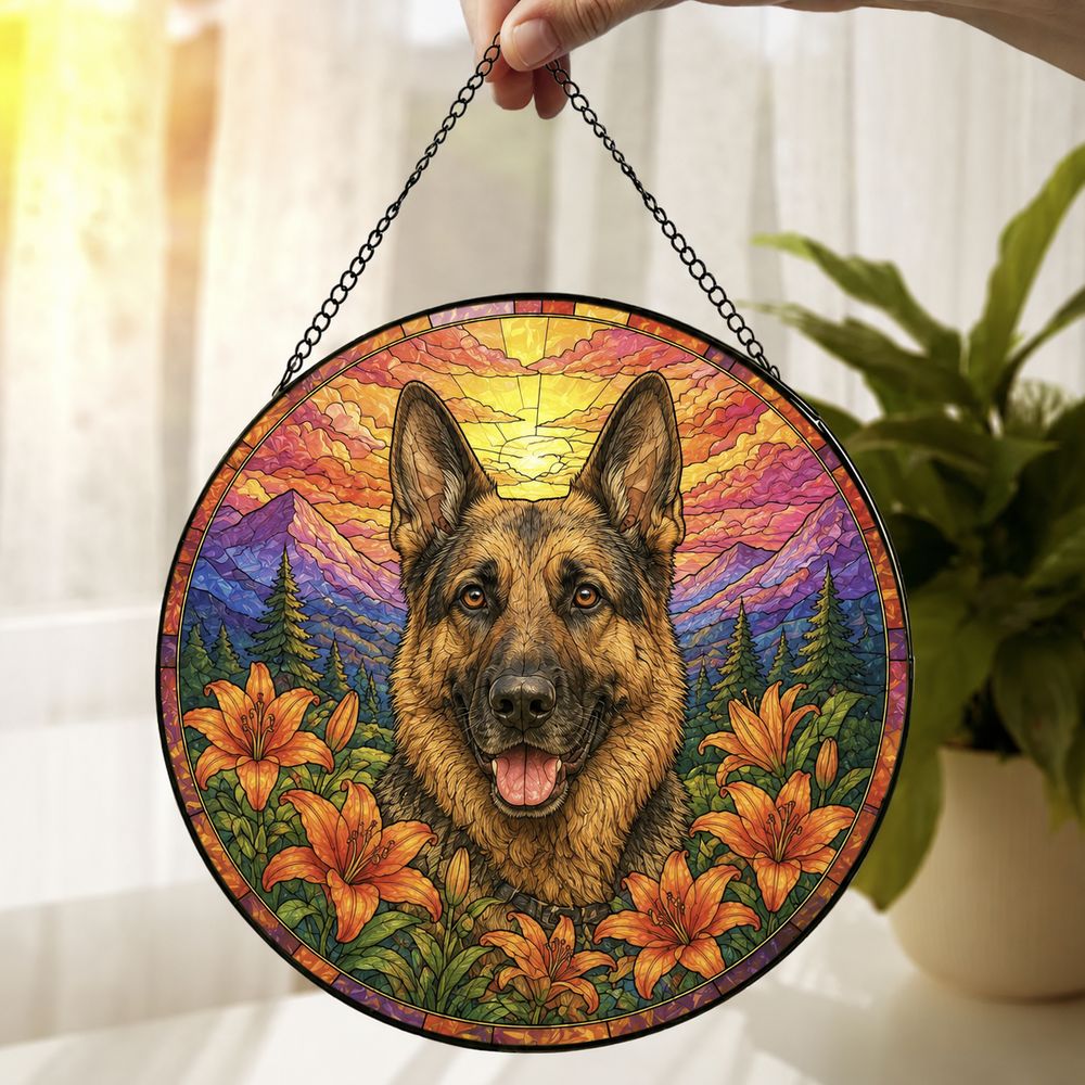 Custom Pet Memorial Stained Glass Suncatcher, Loss Of Pet Sympathy Gift, Custom Dog Portrait From Photo, Personalized Custom Art Suncatcher - Style 5