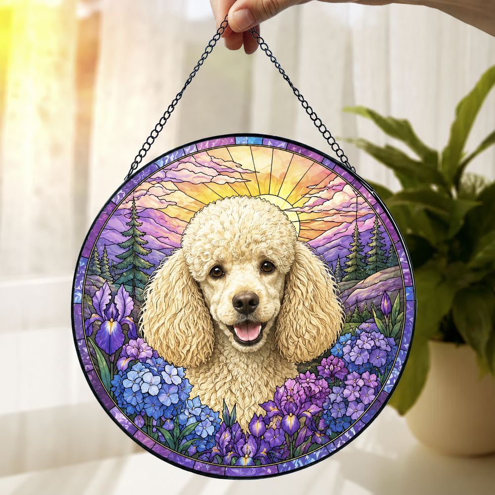 Custom Pet Memorial Stained Glass Suncatcher, Loss Of Pet Sympathy Gift, Custom Dog Portrait From Photo, Personalized Custom Art Suncatcher - Style 8