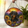 Custom Pet Memorial Stained Glass Suncatcher, Loss Of Pet Sympathy Gift, Custom Dog Portrait From Photo, Personalized Custom Art Suncatcher - Style 9