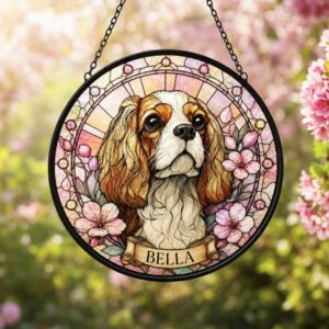 Custom Pet Memorial Suncatcher, Personalized Dog Window Decor, Stained Glass Style Pet Remembrance Gift - Style 1