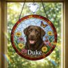 Custom Pet Portrait Stained Glass Suncatcher, Dog Memorial Ornament, Custom Dog Portrait From Photo, Pet Memorial Gift, Window Hangings - Style 10
