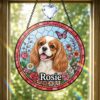 Custom Pet Portrait Stained Glass Suncatcher, Dog Memorial Ornament, Custom Dog Portrait From Photo, Pet Memorial Gift, Window Hangings - Style 2
