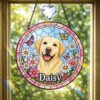 Custom Pet Portrait Stained Glass Suncatcher, Dog Memorial Ornament, Custom Dog Portrait From Photo, Pet Memorial Gift, Window Hangings - Style 3