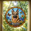 Custom Pet Portrait Stained Glass Suncatcher, Dog Memorial Ornament, Custom Dog Portrait From Photo, Pet Memorial Gift, Window Hangings - Style 8