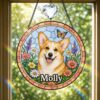 Custom Pet Portrait Stained Glass Suncatcher, Dog Memorial Ornament, Custom Dog Portrait From Photo, Pet Memorial Gift, Window Hangings - Style 9