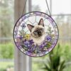 Custom Pet Portrait Stained Glass Suncatcher, Personalized Cat Suncatcher, Pet Keepsake Glass Suncatcher, Memorial Gift For Cat Lover - Style 4