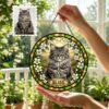 Custom Pet Portrait Stained Glass Suncatcher, Personalized Dog Cat Memorial Window Decor, Dog Cat Loss Sympathy Gift, Pet Tribute Hanging Ornament - Style 10