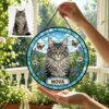 Custom Pet Portrait Stained Glass Suncatcher, Personalized Dog Cat Memorial Window Decor, Dog Cat Loss Sympathy Gift, Pet Tribute Hanging Ornament - Style 4