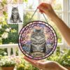 Custom Pet Portrait Stained Glass Suncatcher, Personalized Dog Cat Memorial Window Decor, Dog Cat Loss Sympathy Gift, Pet Tribute Hanging Ornament - Style 6