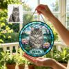 Custom Pet Portrait Stained Glass Suncatcher, Personalized Dog Cat Memorial Window Decor, Dog Cat Loss Sympathy Gift, Pet Tribute Hanging Ornament - Style 8