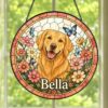Custom Pet Portrait Stained Glass Suncatcher, Stained Glass Dog Memorial, Custom Dog Portrait From Photo, Sympathy Gifts, Stained Glass Dog - Style 1