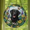 Custom Pet Portrait Stained Glass Suncatcher, Stained Glass Dog Memorial, Custom Dog Portrait From Photo, Sympathy Gifts, Stained Glass Dog - Style 10