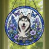 Custom Pet Portrait Stained Glass Suncatcher, Stained Glass Dog Memorial, Custom Dog Portrait From Photo, Sympathy Gifts, Stained Glass Dog - Style 3