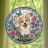 Custom Pet Portrait Stained Glass Suncatcher, Stained Glass Dog Memorial, Custom Dog Portrait From Photo, Sympathy Gifts, Stained Glass Dog - Style 5
