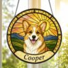 Custom Pet Portrait Suncatcherm, Stained Glass Style Window Hanging, Personalized Dog Memorial Gift Made From Your Photo - Style 3